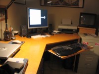 Uncluttered desktop with flatscreen monitor